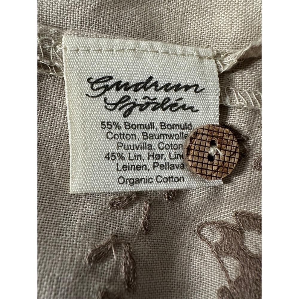 Gudrun Sjoden‎ Linen Organic Cotton Dress Beige Embroidered Midi Size M Cottage - Picture 5 of 14